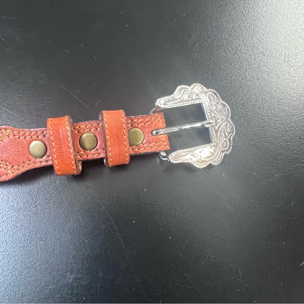 Silver Creek LEEGIN LEATHER Size 32 BELT Southwestern STEER - Picture 7 of 15